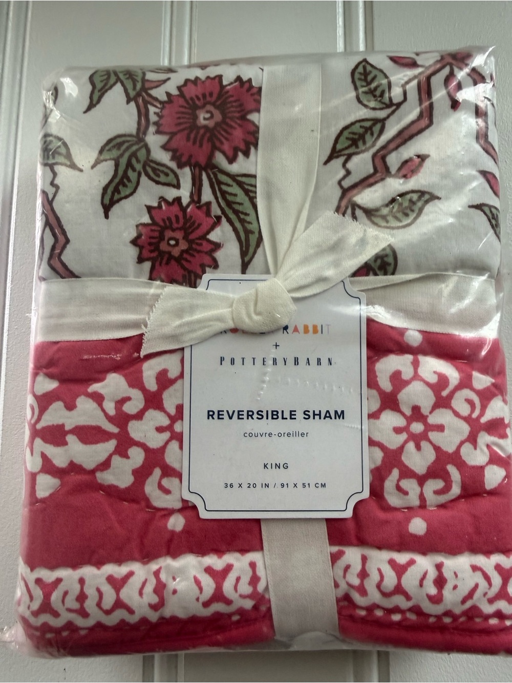 POTTERY BARN TEEN ROLLER RABBIT TRELLIS FLORAL QUILTED SHAM STANDARD Pink NEW